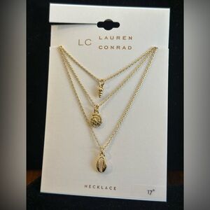 Collier LC Lauren Conrad – Perles Pêche Et Fleur Dorée – Neuf Avec étiquettes